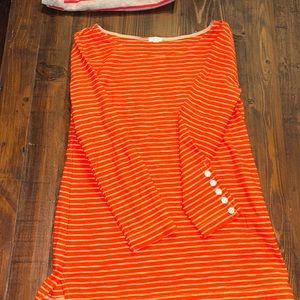 Jcrew orange and beige stripe tee